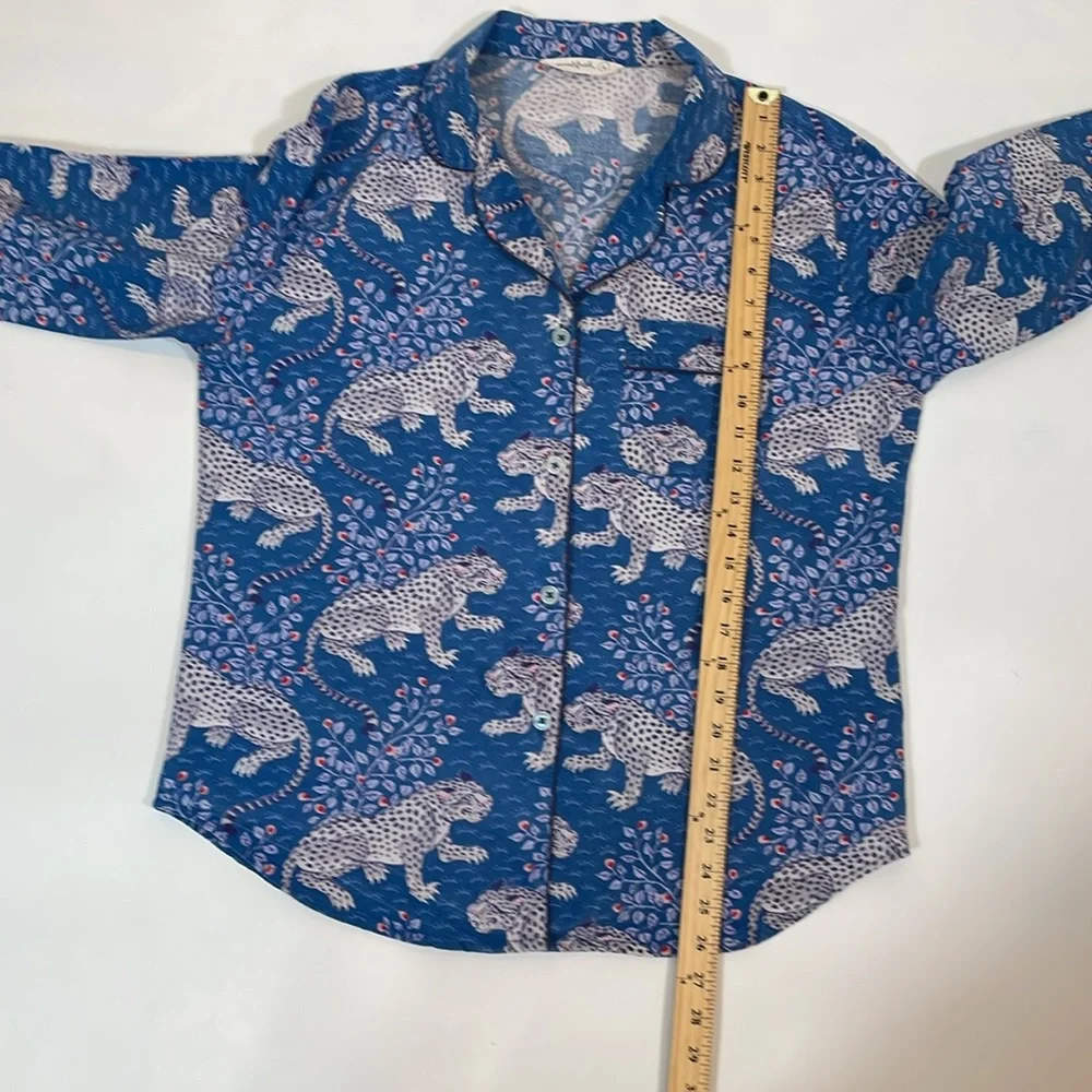Printfresh Bagheera Leopard Long Sleeve Pajama Top Size S Blue - Picture 6 of 9